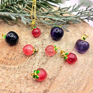 Cute Collection Of Nature Crystal Carved Mini Fruits Pendant Necklaces